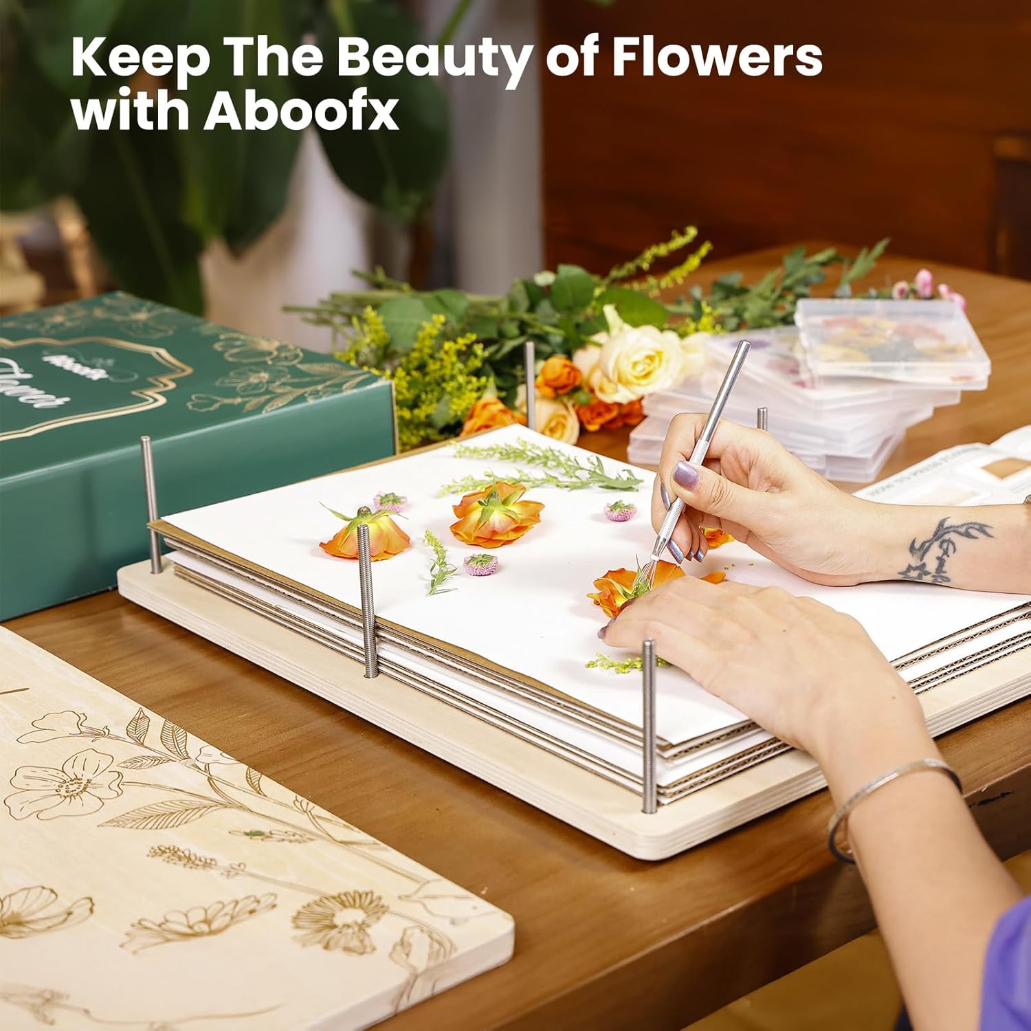 5-Layer Wooden Flower Press Kit – 17″ × 11.8″ DIY Floral Preservation for Bouquets, Keepsake Art & Pressing Projects