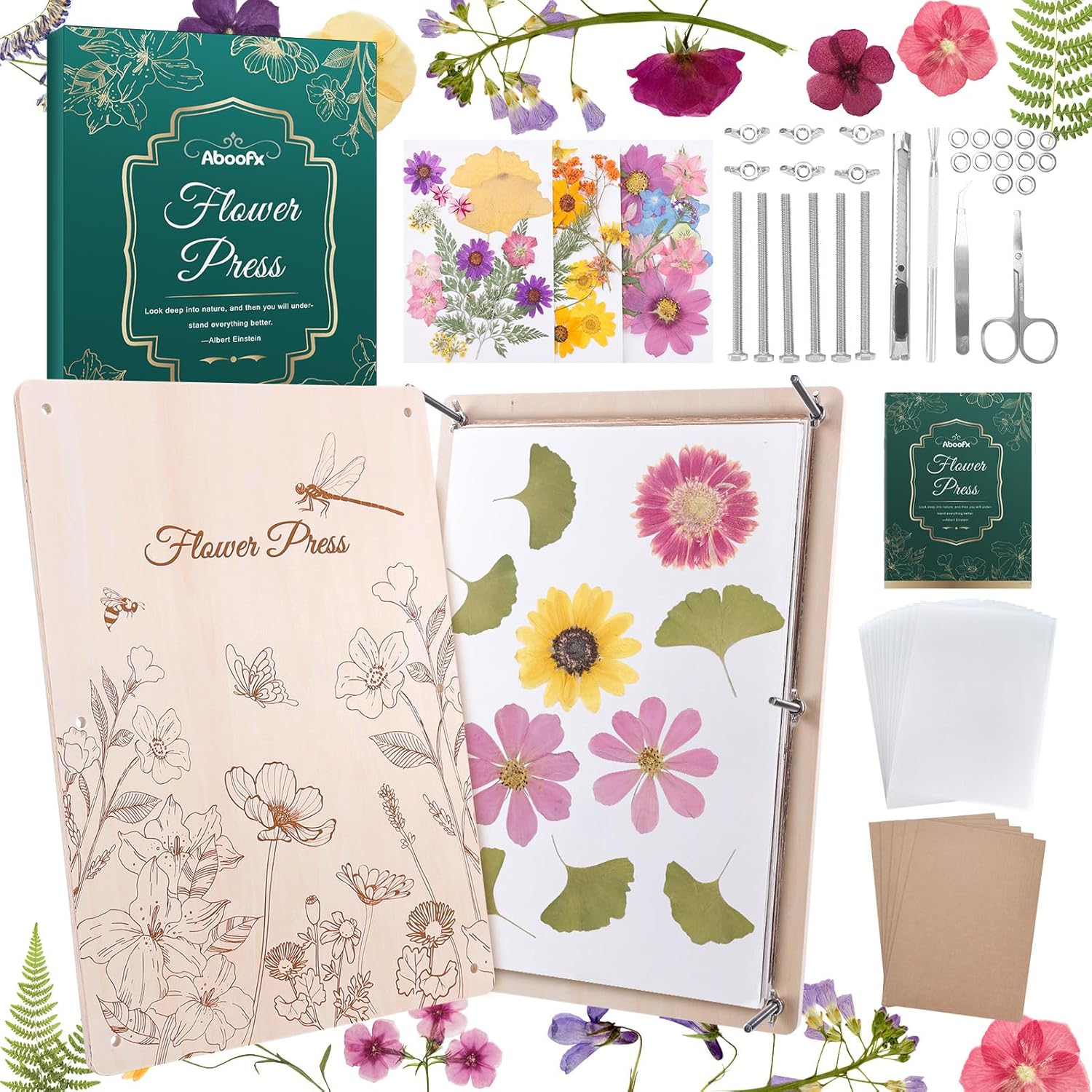 5-Layer Wooden Flower Press Kit – 17″ × 11.8″ DIY Floral Preservation for Bouquets, Keepsake Art & Pressing Projects